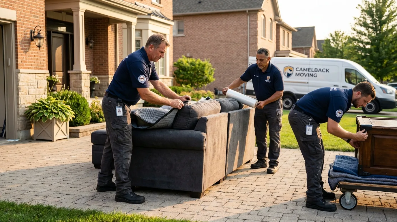 Large estate moving crew wrapping furniture in Bassett, NE