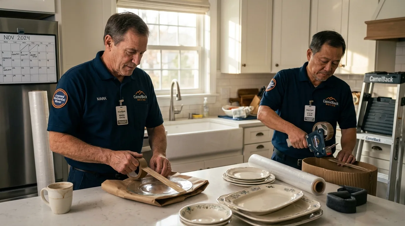 Professional crew packing kitchen dishware in Bassett, NE